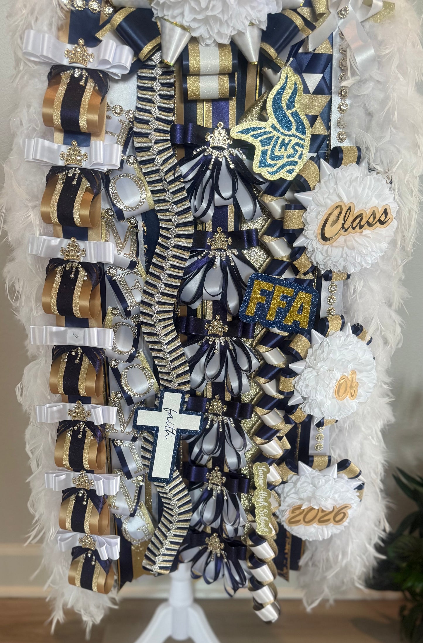 Navy/Gold/White Homecoming Mum