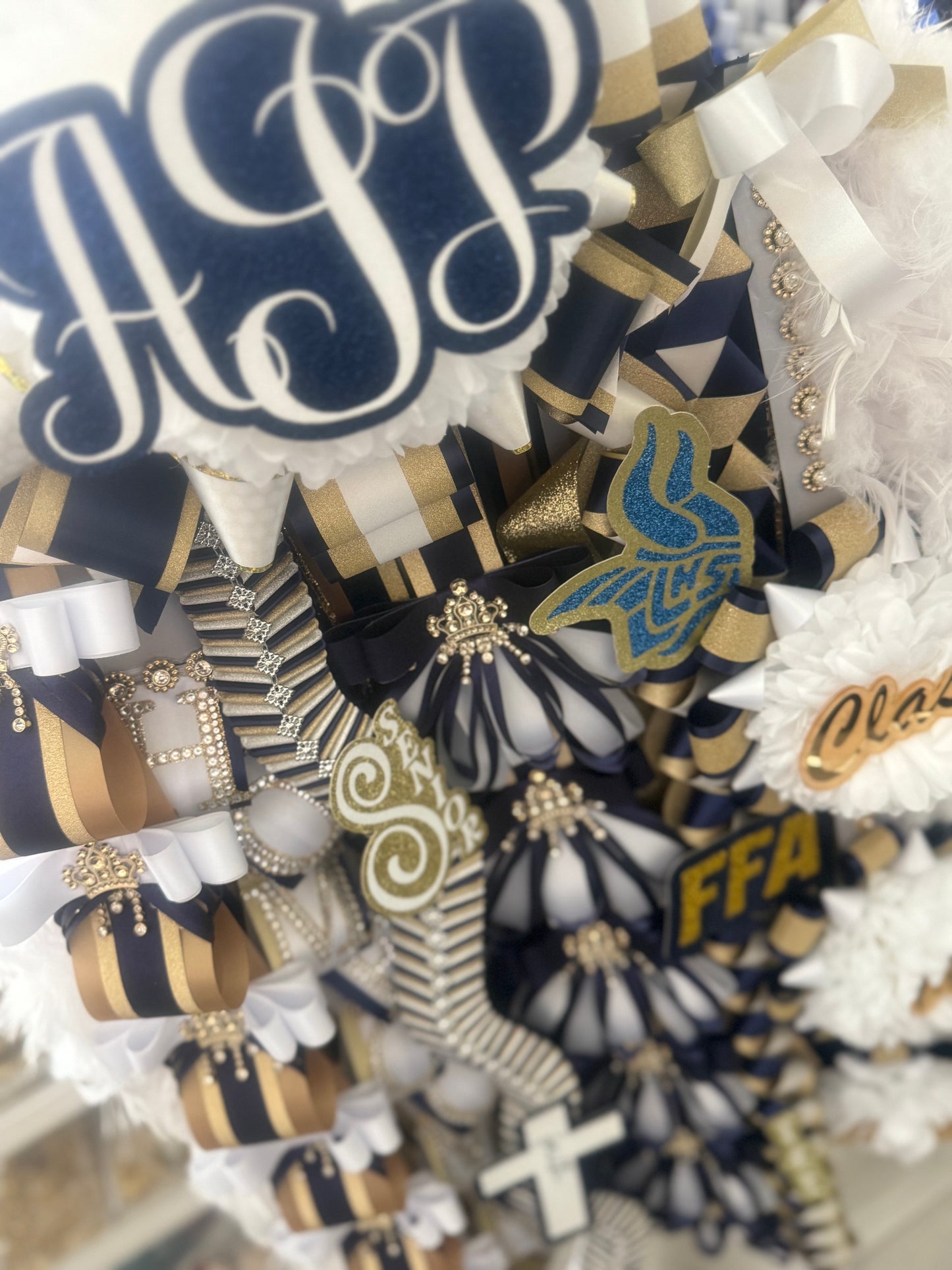 Navy/Gold/White Homecoming Mum