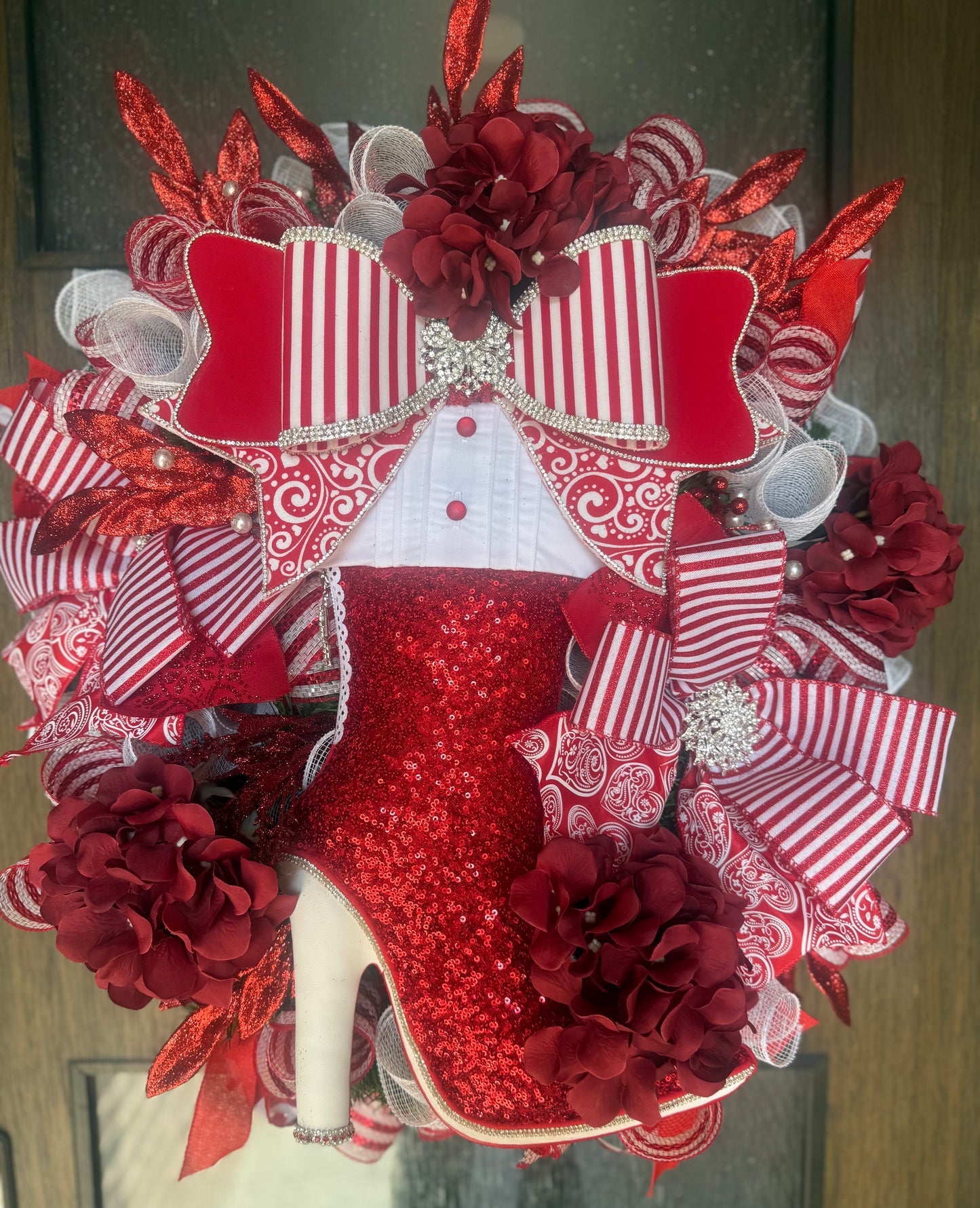 Luxury Red and White Boot Wreath