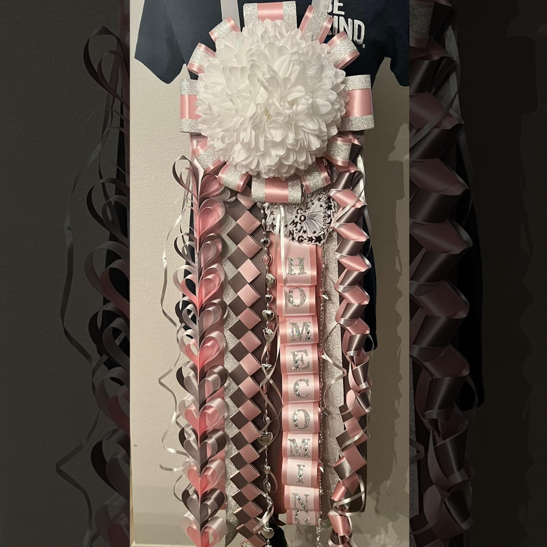 Pink & Silver Homecoming Mum