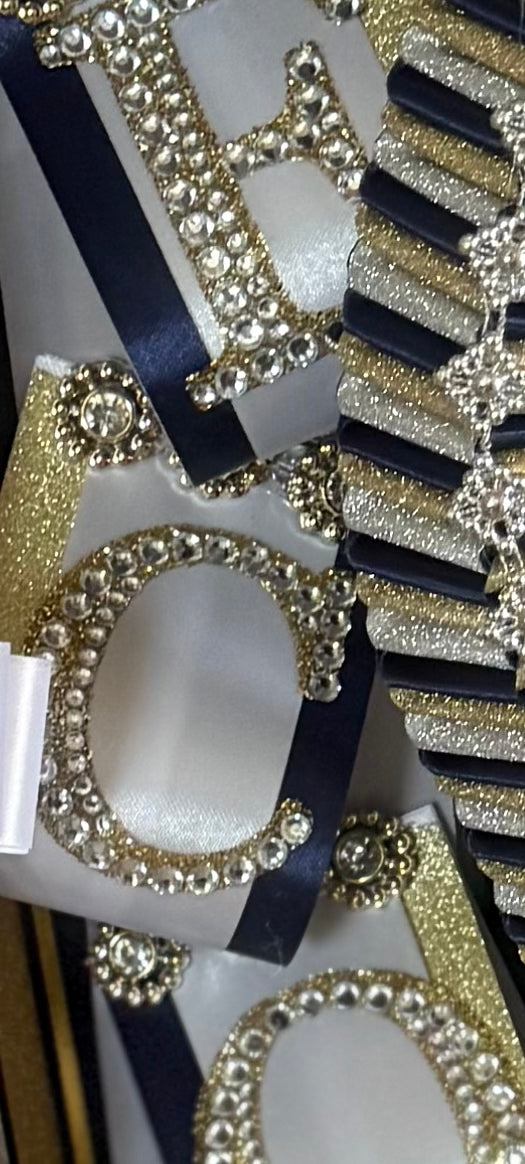 Navy/Gold/White Homecoming Mum