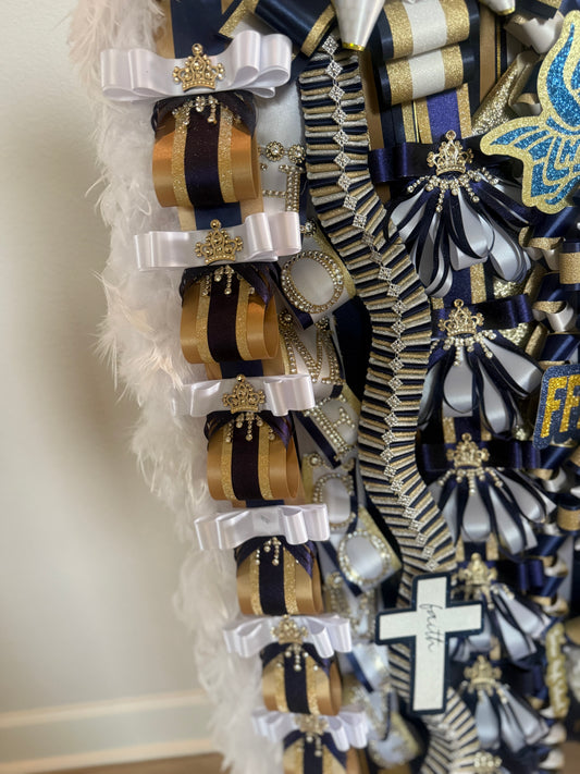 Navy/Gold/White Homecoming Mum