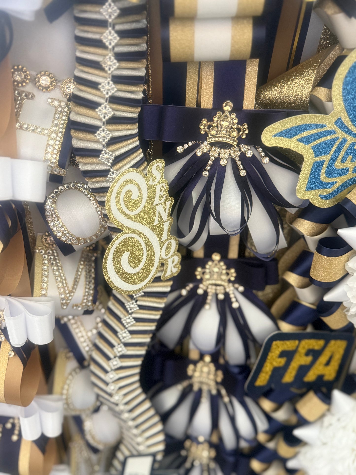 Navy/Gold/White Homecoming Mum